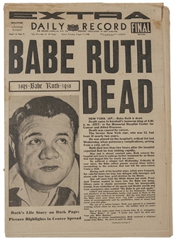 1948 Babe Ruth Dies Newspaper